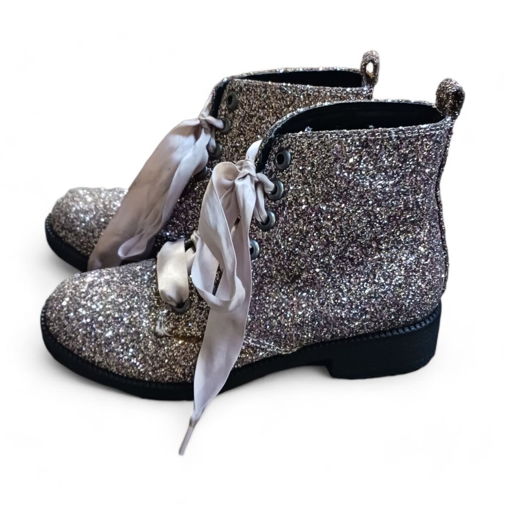Dirty Laundry Pink Glitter Combat Boots - Picture 6 of 16